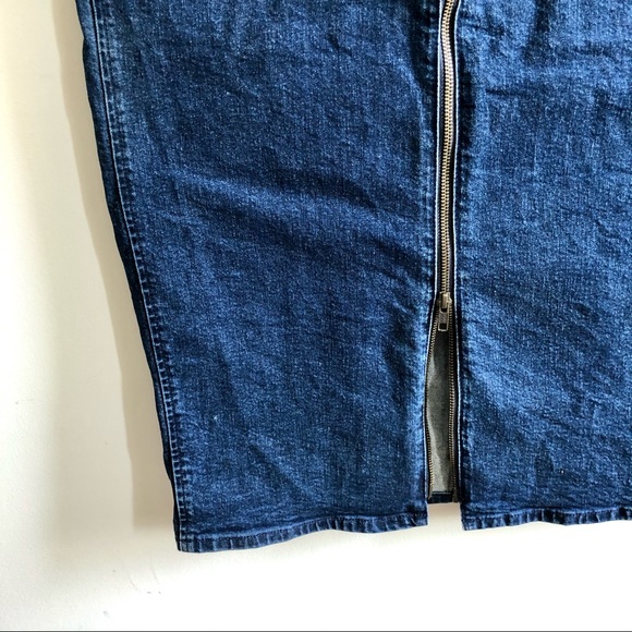 Madewell High Waisted Zip Up Denim Midi Skirt - Picture 4 of 7